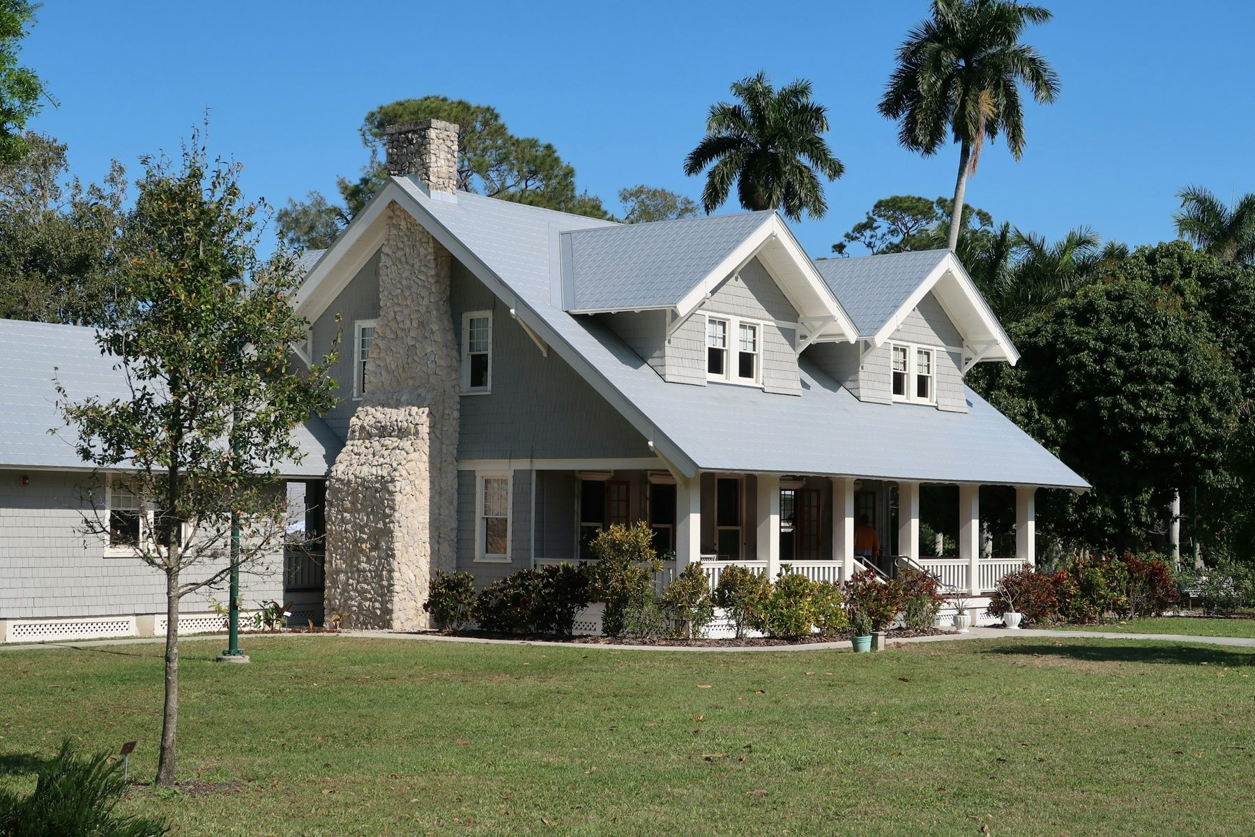 Inviting home exterior with a visible pitched roof